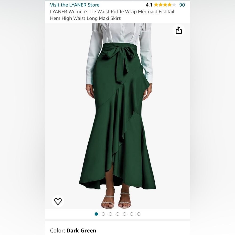 LYANER Women's Tie Waist Ruffle Wrap Mermaid Fishtail High Waist Long Maxi Skirt